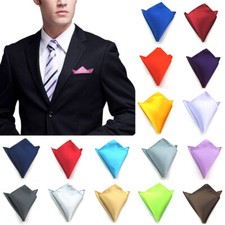 Plain Pocket Square Wedding Mens Satin Solid Handkerchief Hanky Jacket Suit Boys