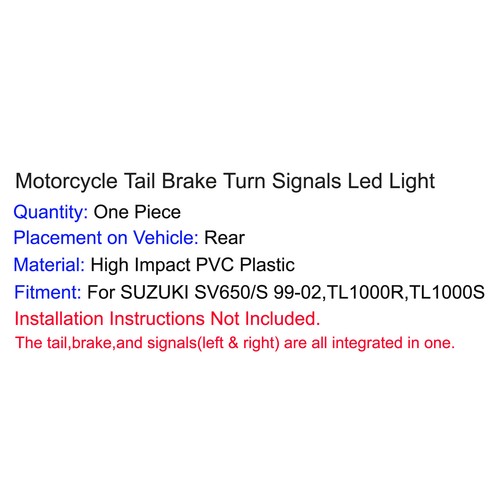 Led Tail Turn Signals Light For SUZUKI SV650 SV650S 99-02 TL1000R TL1000S 97-03 - Picture 7 of 19
