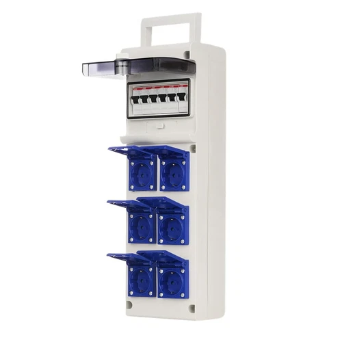 VGTECH wall distributor with FI switch 6 x Schuko socket 230V 6 x power switch