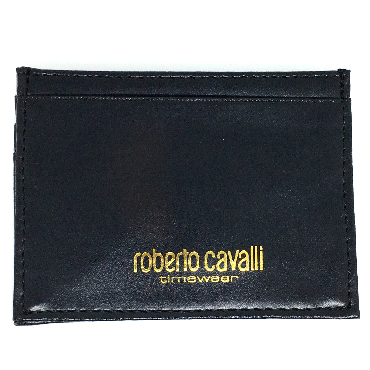 Roberto Cavalli Timewear Men's Card Holder Genuine Black Leather