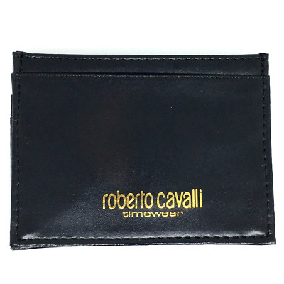 Roberto Cavalli Timewear Men's Card Holder Genuine Black Leather NEW