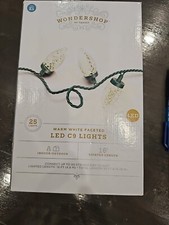 Wondershop 25ct LED C9 FACETED Christmas String Lights Warm White Green Wire NEW