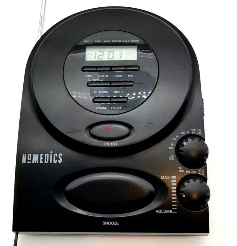 Homedics SS-400B Sound White Noise Machine Spa Alarm Clock AM/FM Radio Black