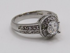 Vintage 14KWG Filled Simulated Diamond Cubic Zirconia Engagement Ring Sz 7.5