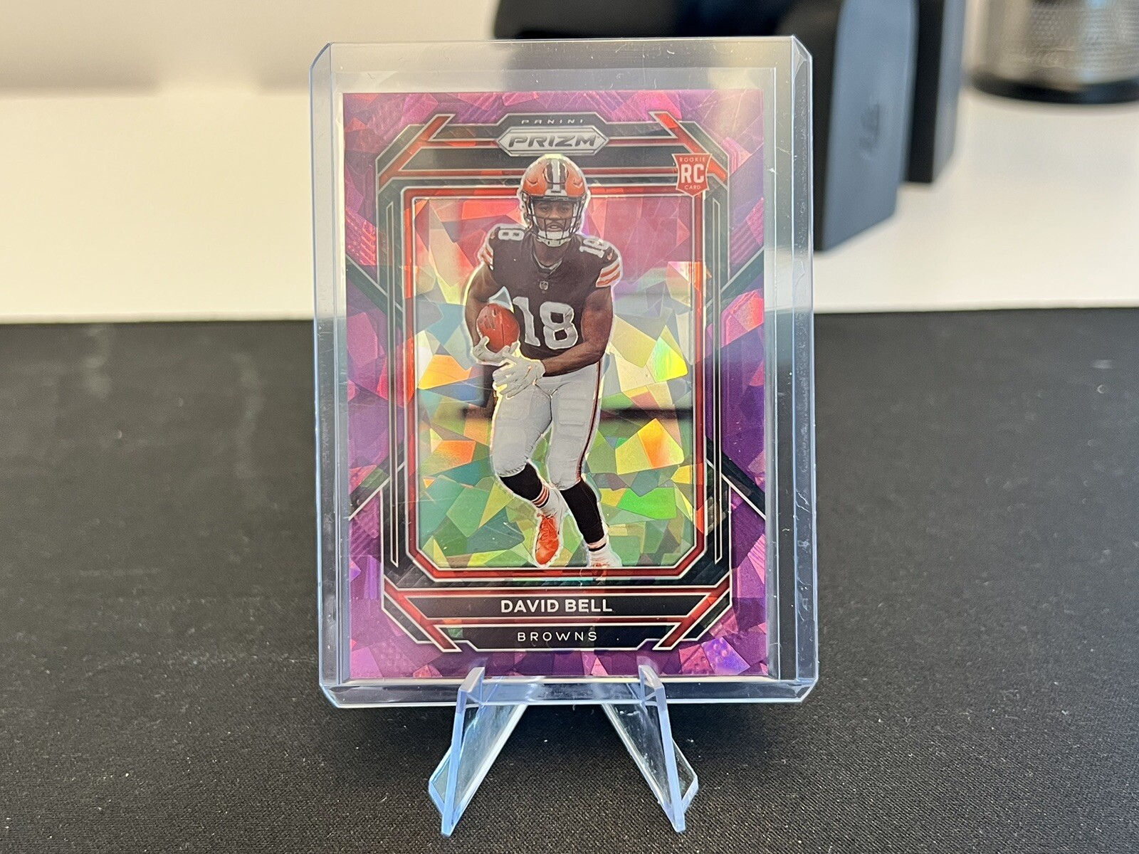 2022 Panini Prizm Football - #334 David Bell - Purple Cracked-Ice /225