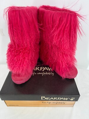 NWT BEARPAW Canada Boetis II Electic Pink Mongolian Sheepskin Fur