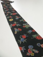 4J09z60 Japanese Kimono Crepe Silk FABRIC Flowers Dark green 78.0x6.7