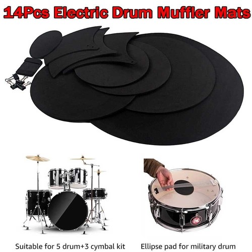 14Pcs Drum Mute Pads Silencer Drumming Practice Rubber Foam Pad Cymbal Mute Pad - Bild 7 von 17