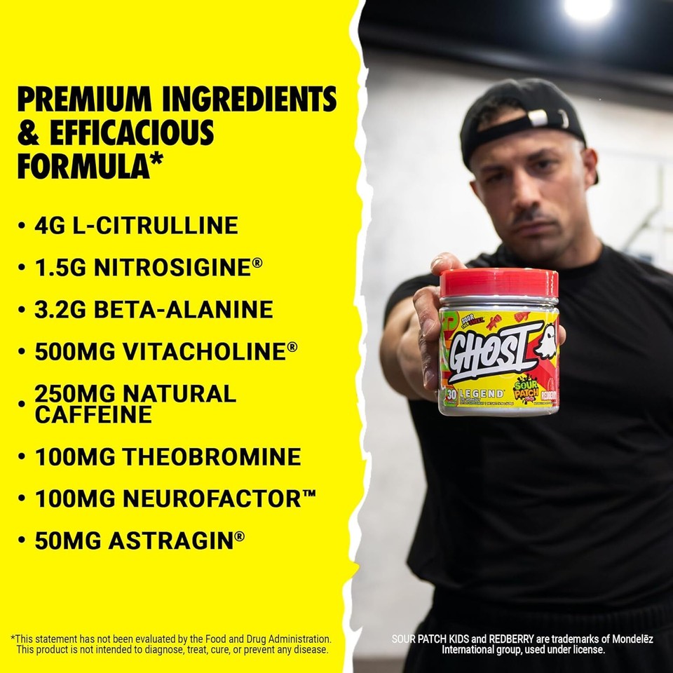 GHOST Legend V3 PreWorkout Powder, Sour Patch Kids Redberry 30