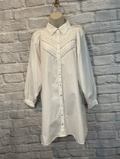 NWT ZARA WOMEN"S WHITE COTTON POPLIN EMBROIDERED SHIRT DRESS SZ SMALL