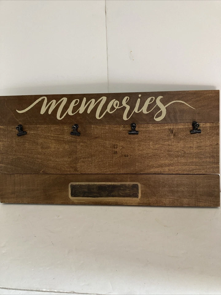 Wooden Stained Memory Board With Four Clip For Snap Shots - Image 2 of 4
