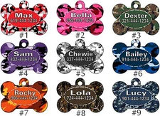 CAMO Dog Bone CUSTOM PERSONALIZED PET ID TAG Unique Colorful cute colorful milit