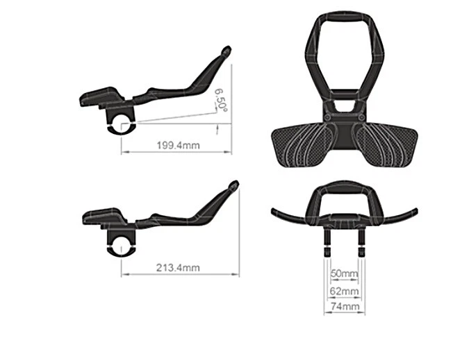 Controltech Sirocco Mini Clip-on Carbon Aerobar Time Trial Triathlon STEM 19 KIT - Image 3 of 4