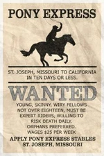 Wanted Pony Express Vintage Style Laminated Poster 12x18