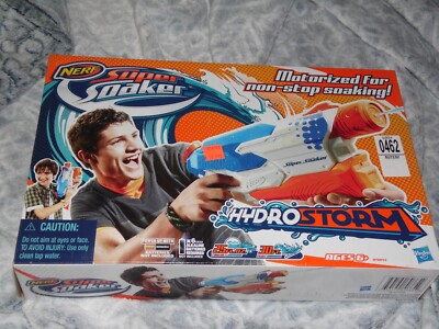 Nerf Super Soaker Hydrostorm Motorized Battery Powered Water Blaster 30 ft range