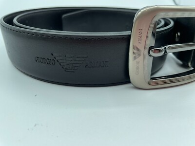 Giorgio Armani Men's Size 42   48 Black Leather Belt New