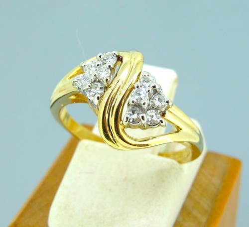 .20 ctw Diamonds Round Cut 14k Yellow Gold Women Cocktail Ring Size 6.5 - Picture 4 of 6