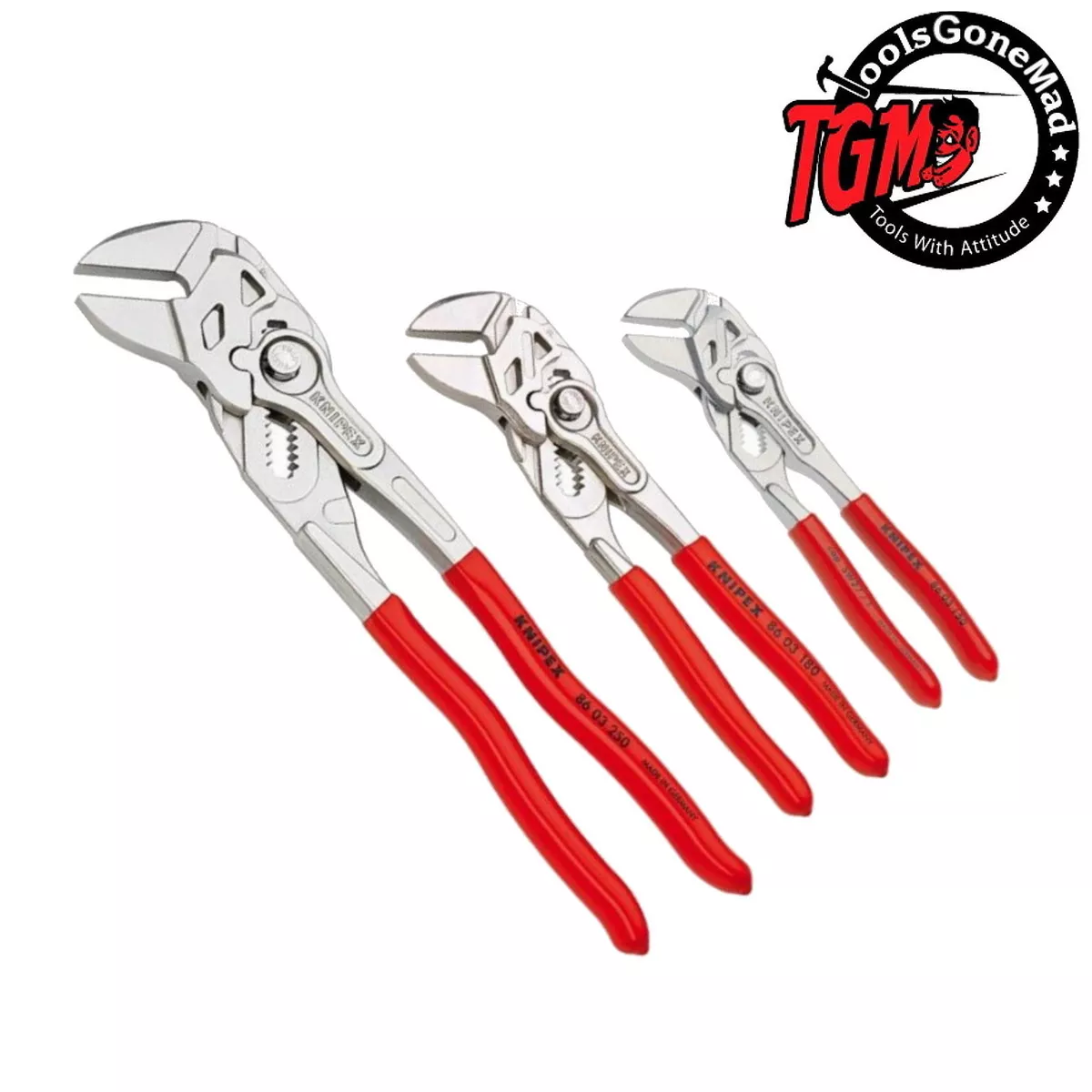 knipex adjustable pliers wrench 3pc set gland spanner 8603250