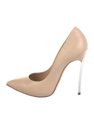 CASADEI Beige Leather Pumps Blade Heels Size 9 IT 39 Good Condition & Box & Bag
