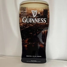 Guinness Boston Alive Inside Plexiglass Pint Glass Beer Sign 21.5 x 10 RARE