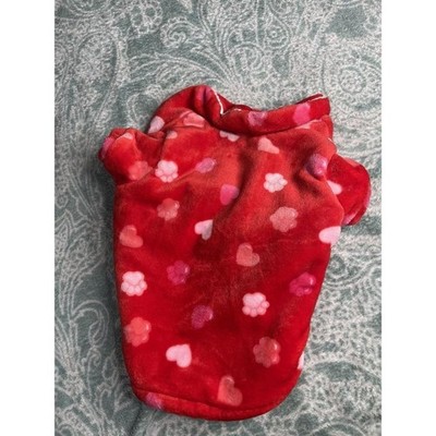 Top Paw Red Heart Paw Print Fleece Pet Robe Bathrobe Small