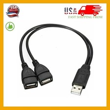 USB 2.0 A Male To 2 Dual USB Female Jack Y Splitter Hub Power Cord Adapter Cable
