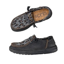 Hey Dude Wendy Funk Phantom Leopard Black Grey Loafer Slip On Women's Size 7
