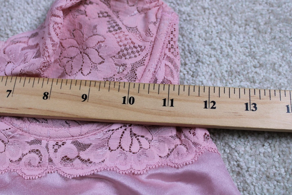 Camisón lencería vintage para mujer grande rosa encaje malla transparente babydoll sin cordones años 90 Foto 2 de 4