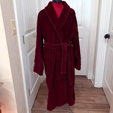 Victoria's Secret Robe Red Burgundy Sz M/L Medium Large Terry Cloth Velour Heavy