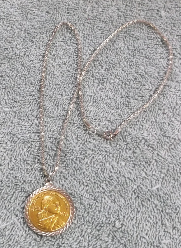 American Indian Relief Council 2015 Sacagawea Replica Coin Pendant Necklace