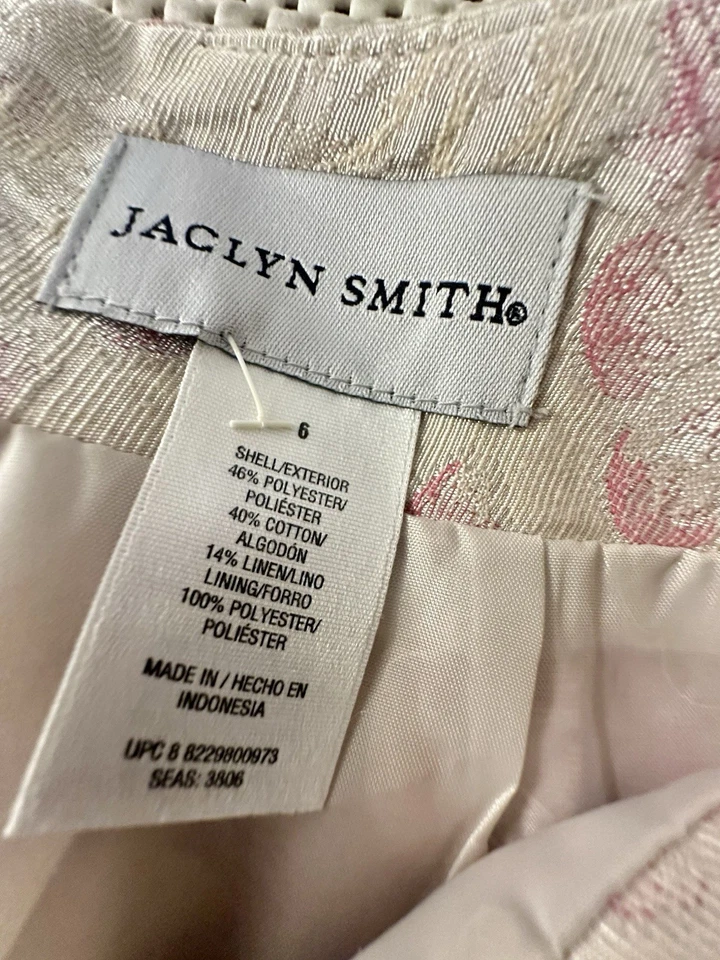 De Colección Jaclyn Smith Falda de Lino Mujer Talla 6 Rosa Jacquard Brocado Midi Lápiz Damasco Foto 3 de 4