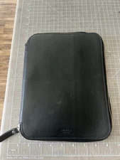 Shinola Tech Portfolio black leather zip planner - holds A5 Hobonichi HON