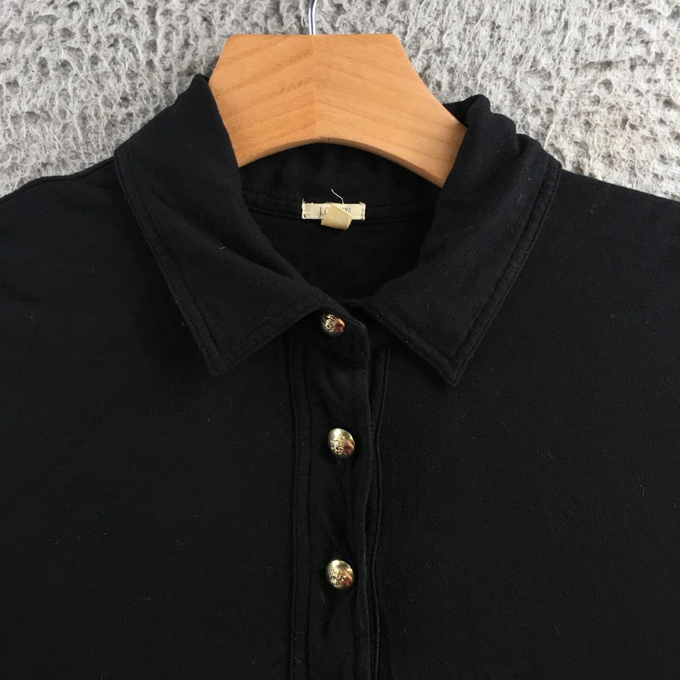Vestido J.Crew Mujer Grande Negro Camisa Vestido Botón Frontal Corbata Cintura Manga Larga Foto 3 de 4