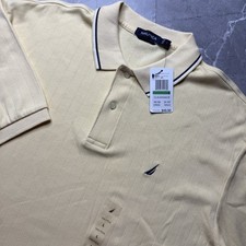 Men's Nautica Short Sleeve Classic Fit Soft Polo Shirt Yellow Size Large NWT