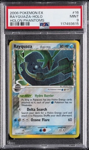 2006 POKEMON EX HOLON PHANTOMS #16 RAYQUAZA-HOLO PSA 9