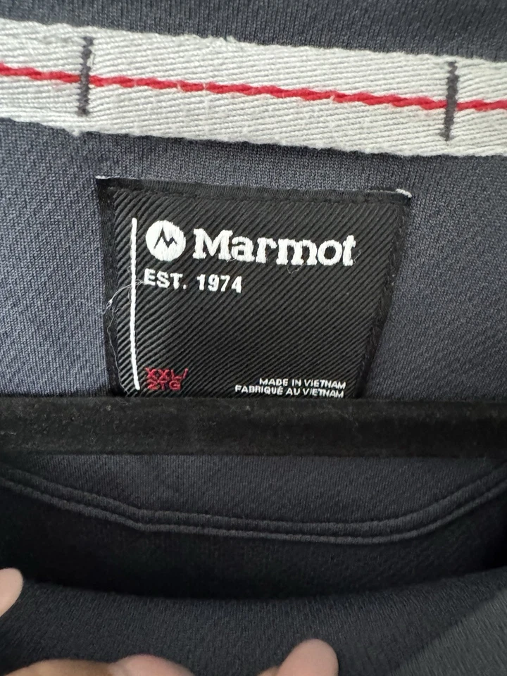 Marmot 男式 XXL Performance T 恤灰色短袖户外远足图案T — 第 3/4 张图片