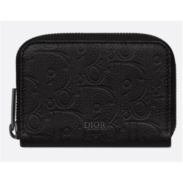 Dior Zip Coin Wallet in Black with Gold Hardware 2ESBC316FLG_H00N
