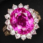 Magenta Pink Rubellite Tourmaline 7.10Ct 925 Sterling Silver Rose Gold Rings