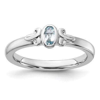 925 Sterling Silber Ring vorsteckbar Expressions Aquamarin Größe 5