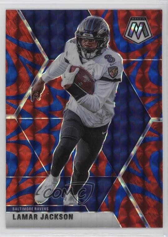 2020 Panini Mosaic Reactive Blue Mosaic Prizm Lamar Jackson #19 1i3m