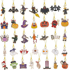 36Pcs Mini Halloween Tree Ornaments for Small Tree, 1 Inch Metal  Ghost Bat Spi