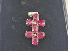 Rubin-Silberanhänger 925er + 2xDiamant (Kettenanhänger) Echtheitszertifikat