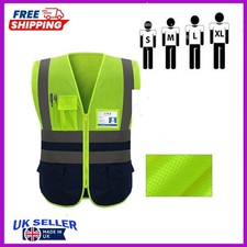 Hi Vis Viz Vest High Visibility Work Waistcoat With Phone & Id Pockets Yellow uk
