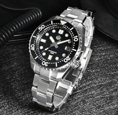 San Martin SN086-G Stainless Steel Band Sapphire Crystal 44mm Automatic Watch ￼