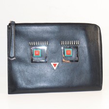 Fendi Hypnoteyes Monster Clutch Black Leather Bag Bugs Limited Edition