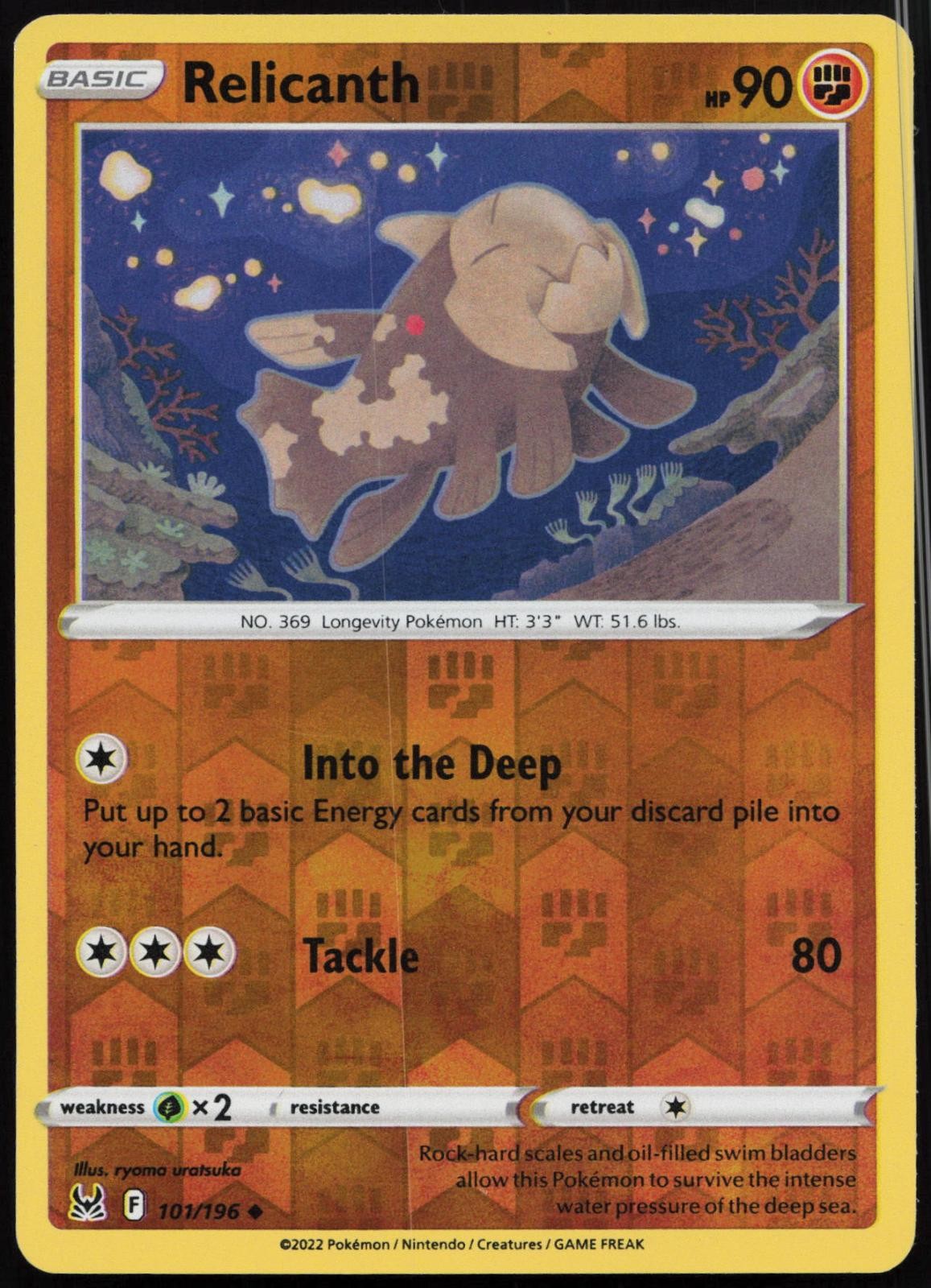 Relicanth 101/196 Uncommon Lost Origin Pokemon Reverse Holo NM