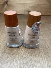 Lot Of 2 Covergirl Clean Liquid Foundation For Normal Skin 135  Medium Light New