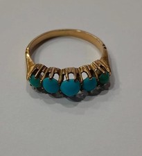 Anello Riviera Antico In Oro 12 Kt E Turchese