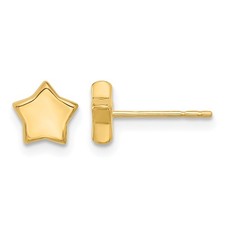 14K Yellow Gold Polished Stars Shape Stud Earrings Gift For Children 0.55gm