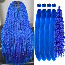 Blue Boho Braiding Hair Pre stretched Blue Boho Hair for Braiding